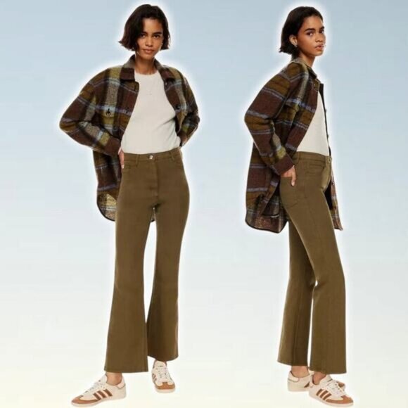 WILFRED FREE Aritzia Twostep Pant High Rise Flared Pant Sz 2 GD Rustical Brown - Picture 1 of 10
